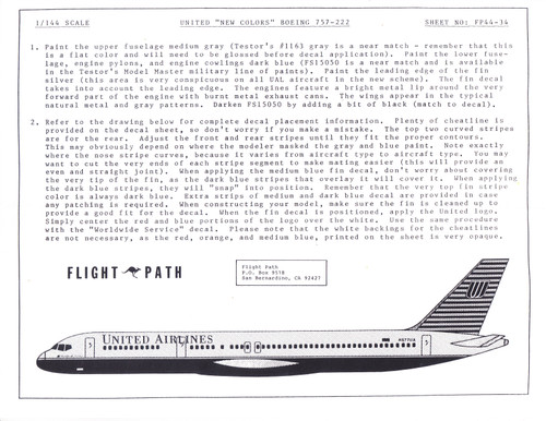 1/144 Scale Decal United Airlines 757-200