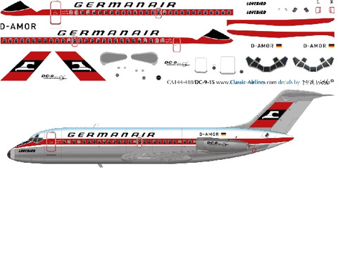 1/144 Scale Decal Germanair DC9-10