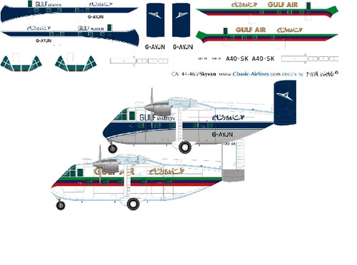 1/144 Scale Decal Gulf Air Skyvans