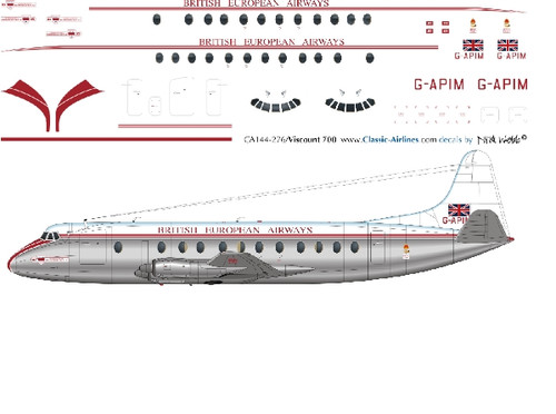 1/144 Scale Decal BEA Viscount 800 Delivery