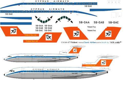 1/144 Scale Decal Cypress Airways Trident 2