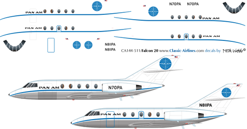 1/144 Scale Decal Pan Am Falcon 20