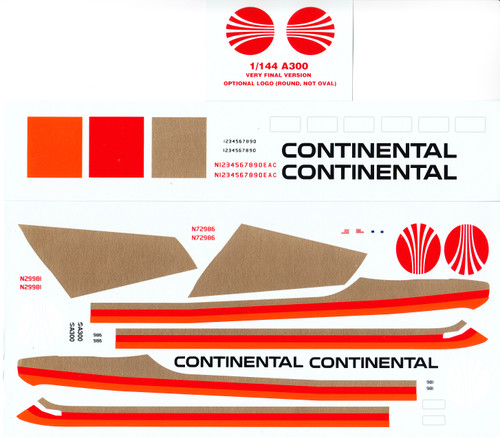 1/144 Scale Decal Continental A300-B4