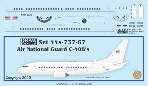 1/144 Scale Decal USAF ANG C-40C