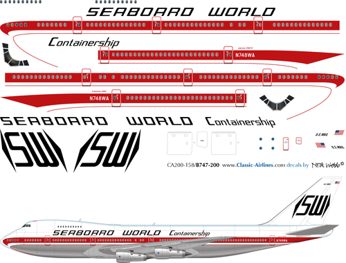 1/200 Scale Decal Seaboard World 747F