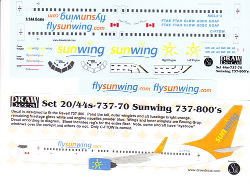 1/144 Scale Decal Sun Wings 737-800