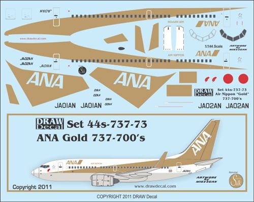 1/144 Scale Decal ANA 737-700 Gold