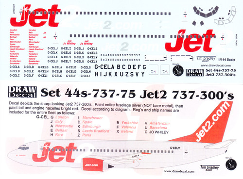 1/144 Scale Decal Jet2 737-300