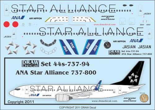 1/144 Scale Decal ANA 737-800 Star Alliance