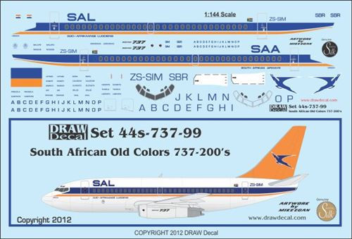 1/144 Scale Decal South African 737-200