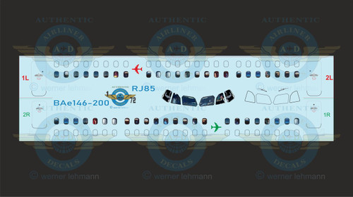1/72 Scale Decal BAe 146-200 / RJ-85 LIFELIKE Cockpit & Windows