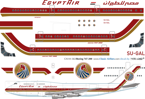 1/144 Scale Decal EgyptAir 747-300