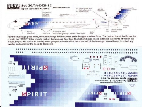 1/144 Scale Decal Spirit Airlines MD-80