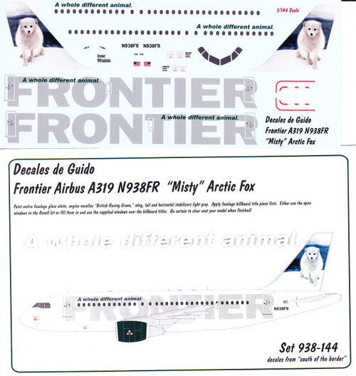 1/144 Scale Decal Frontier A-319 Arctic Fox 1/144 Scale Decal Frontier A-319 Arctic Fox