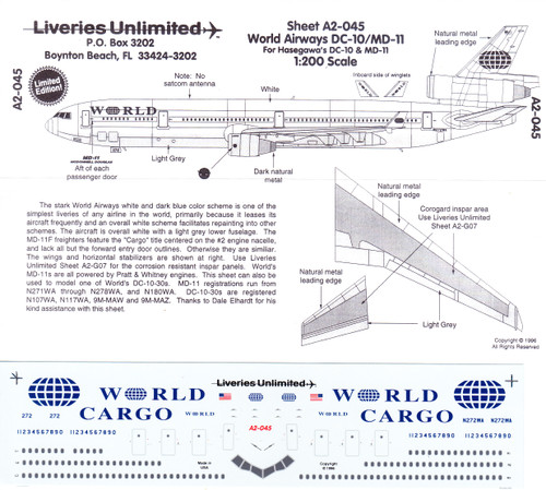 1/200 Scale Decal Thai Airways MD-11 / DC-10