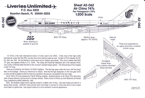 1/200 Scale Decal Air China 747