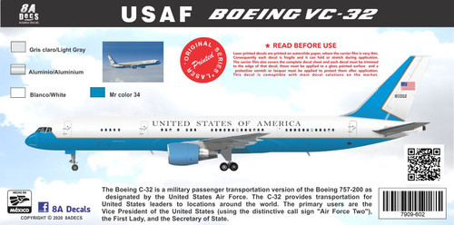 1/144 Scale Decal USAF VC-32 Air Force Two