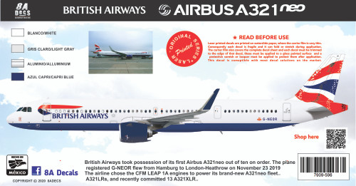 1/144 Scale Decal British Airways A-321 NEO