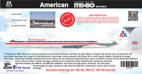 1/144 Scale Decal American Airlines MD-80 Series