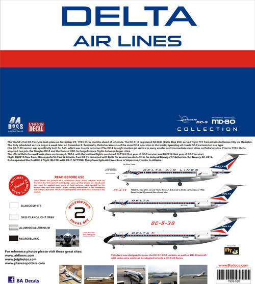 1/144 Scale Decal Delta DC-9 & MD-80 Series