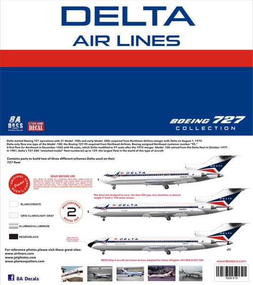 1/144 Scale Decal Delta 727-100 / 200