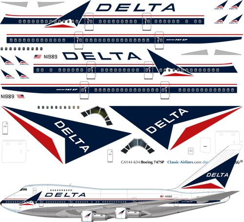 1/144 Scale Decal Delta Airlines 747-SP