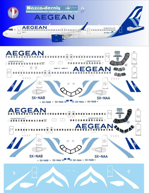 1/144 Scale Decal Aegean A-321 NEO