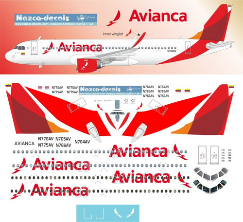 1/144 Scale Decal Avianca A-320 NEO