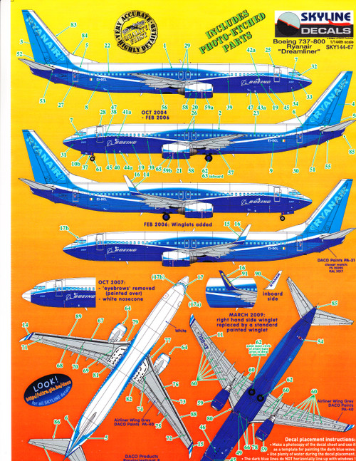 Skyline Decals 航空機用デカールセット SKYLINE DECALS Products - JoyDecals.com