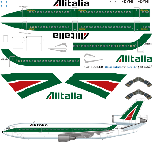 1/144 Scale Decal Alitalia DC10-30