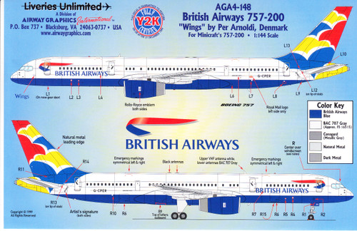 1/144 Scale Decal British Airways 757-200 Wings