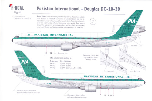 1/144 Scale Decal Pakistan International DC10-30