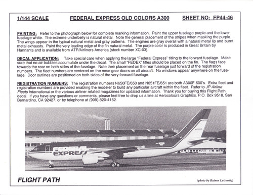 1/144 Scale Decal Federal Express A-300