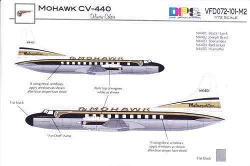 1/72 Scale Decal Mohawk CV-440