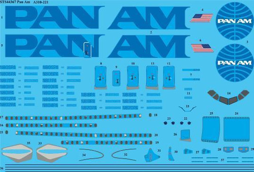 1/144 Scale Decal Pan Am A-310