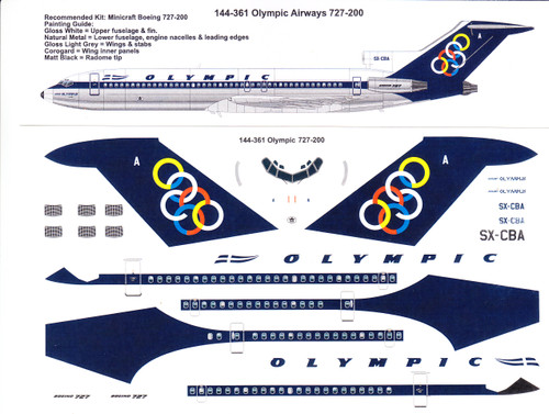 1/144 Scale Decal Olympic Airways 727-200