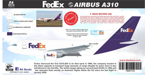 1/144 Scale Decal FedEx A-310