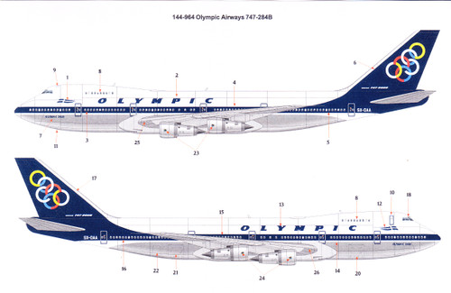 1/144 Scale Decal Olympic Airways 747-284B