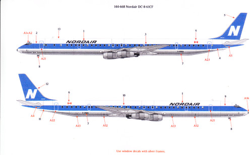 1/144 Scale Decal Nordair DC8-61CF