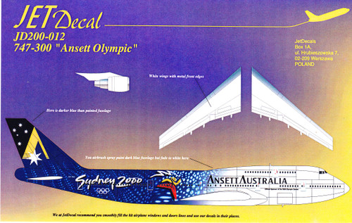 1/200 Scale Decal Ansett Australia 747-300 Sydney 2000 Olympics