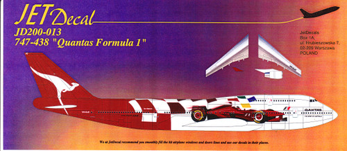 1/200 Scale Decal Qantas 747-400 Formula 1