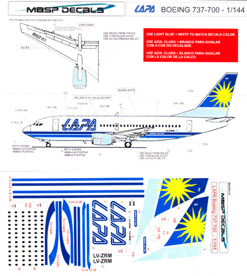 1/144 Scale Decal LAPA 737-700