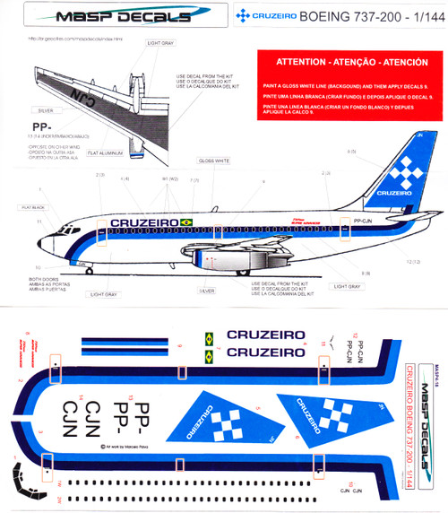 1/144 Scale Decal Cruzeiro 737-200