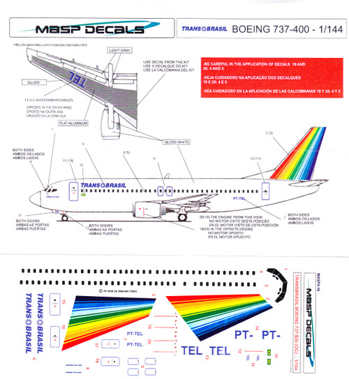 1/144 Scale Decal Trans Brasil 737-200