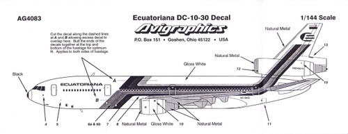 1/144 Scale Decal Ecuatoriana DC10-30