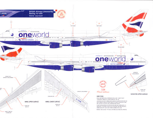 1/144 Scale Decal British Airways 747-400 One World