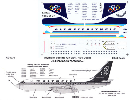 1/144 Scale Decal Olympic 737-200