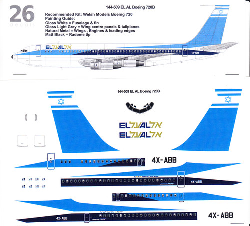 1/144 Scale Decal El Al 720-B