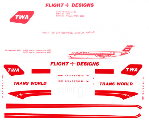 1/144 Scale Decal TWA MD-80 / 82