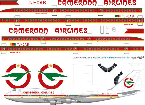 1/144 Scale Decal Camaroon Airlines 747
